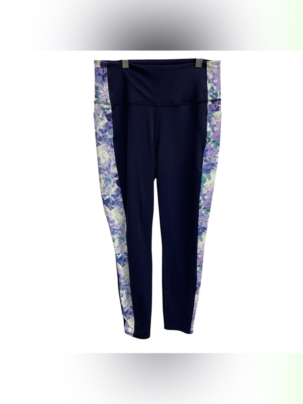 Skechers Navy Leggings with Purple Floral Side Panels Size L